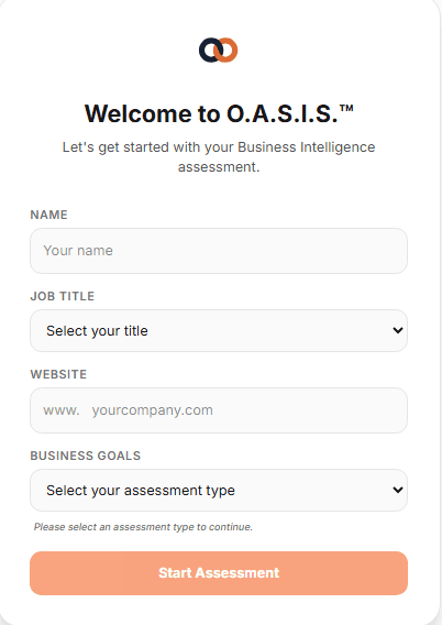 O.A.S.I.S. Assessment welcome screen